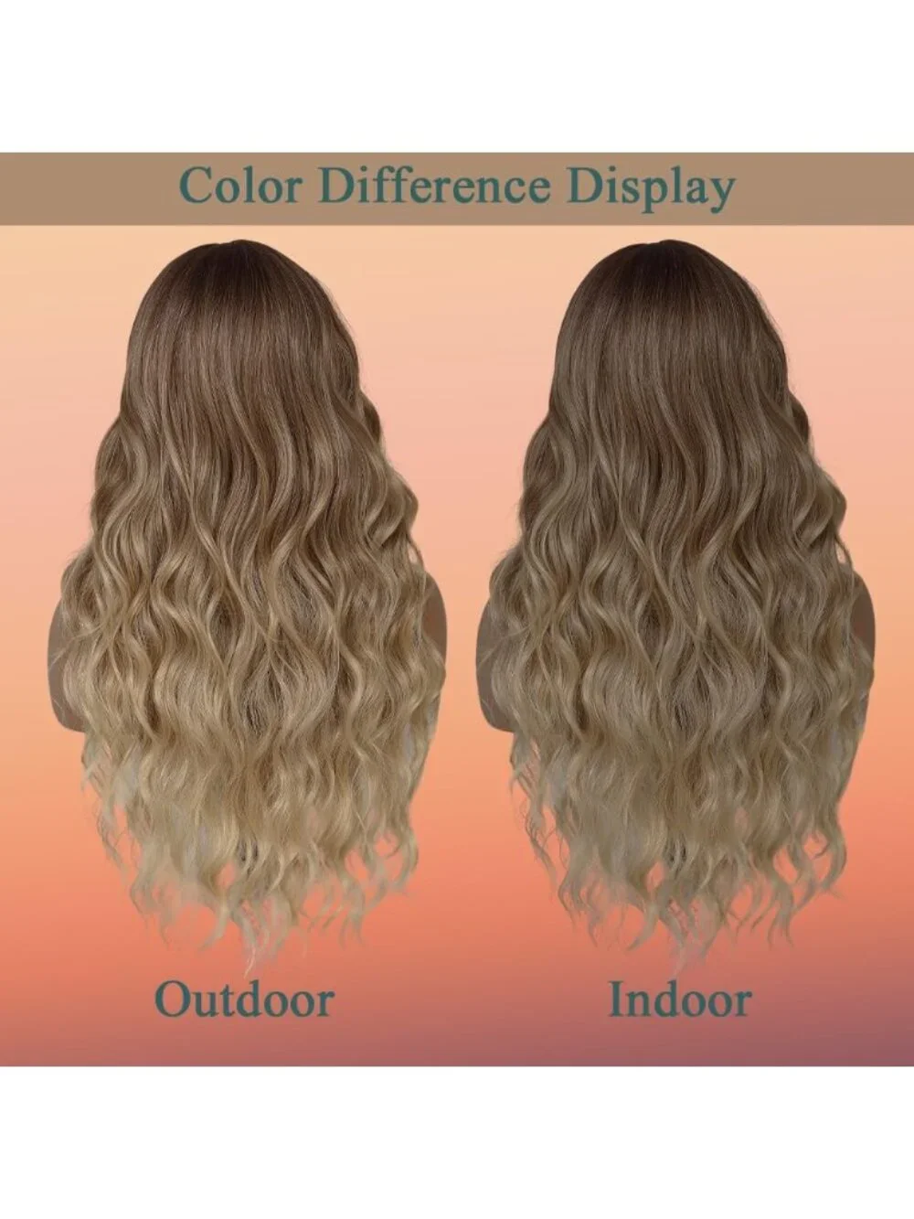 26 Inch Women's Ombre Dark Soft Layered Wavy Curly Hair Wig with Natural Shine